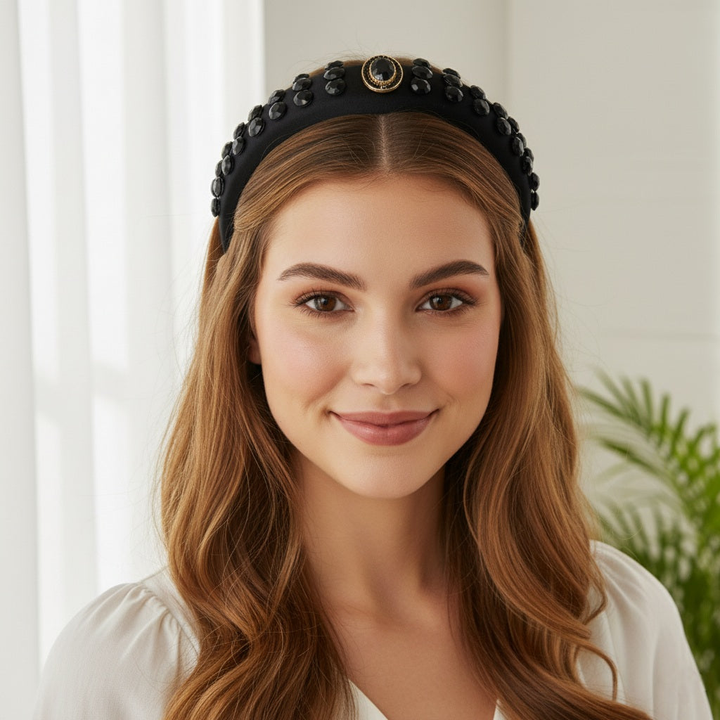 Matu stīpiņa "Kristālu lietus" melna