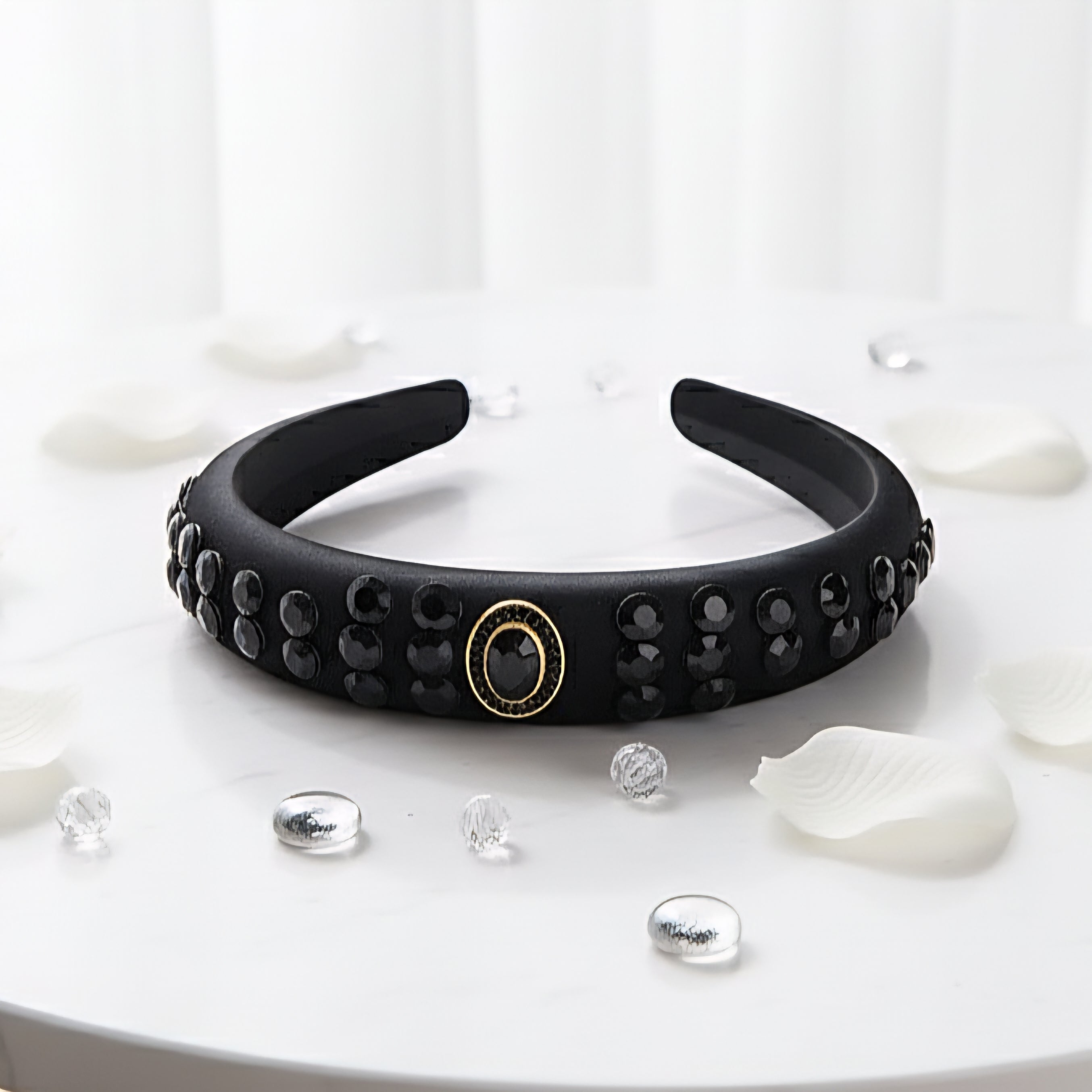 Matu stīpiņa "Kristālu lietus" melna