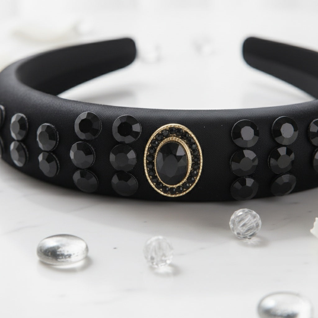 Matu stīpiņa "Kristālu lietus" melna