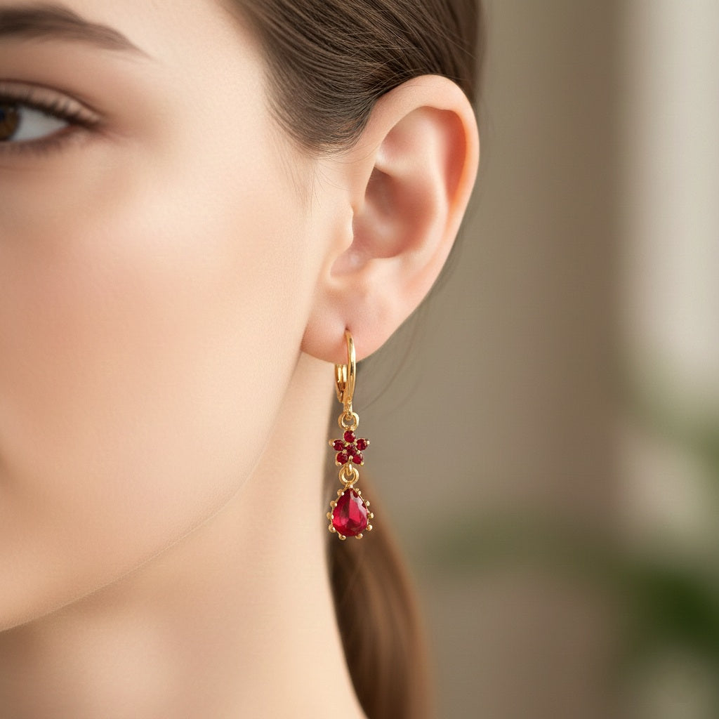 Auskari "Tumši sarkanais zieds"