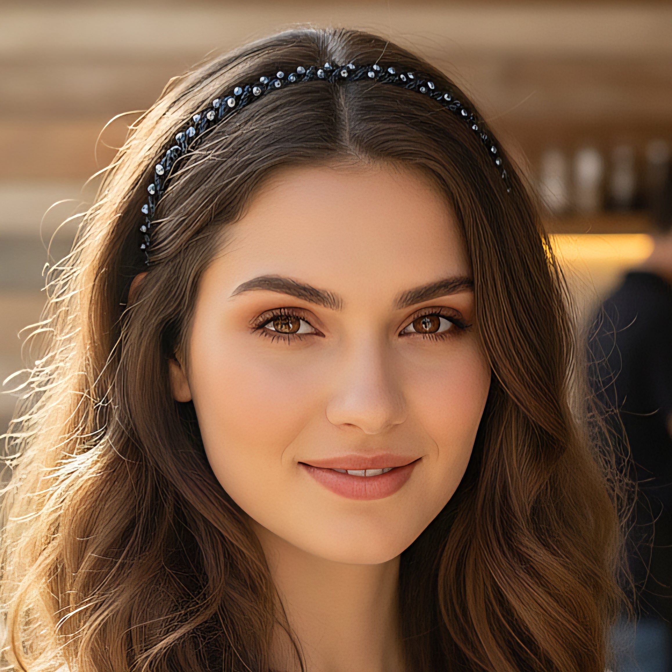 Matu stīpiņa "Mazie elegantie kristāli" melna vai zila