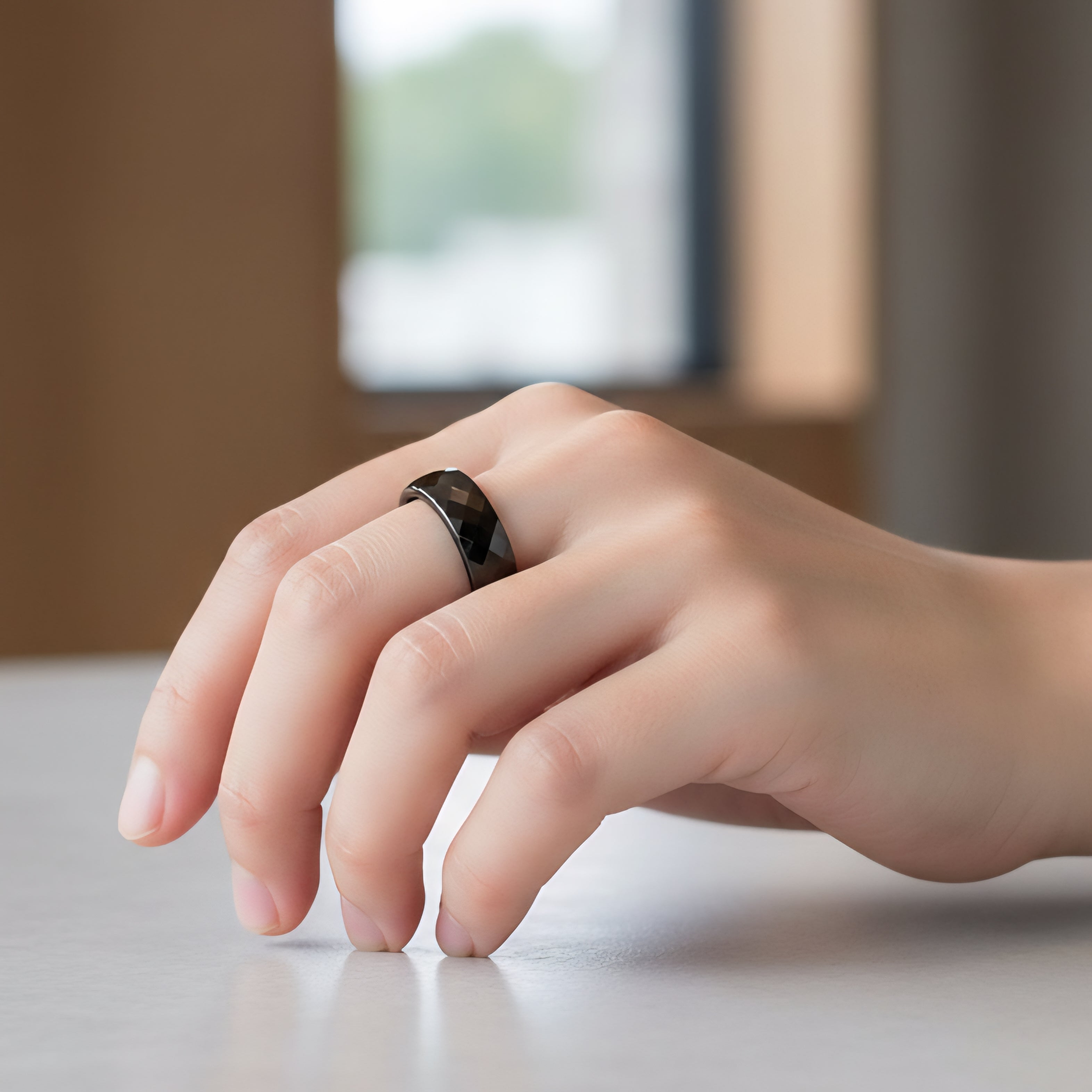 Gredzens "Keramika" black