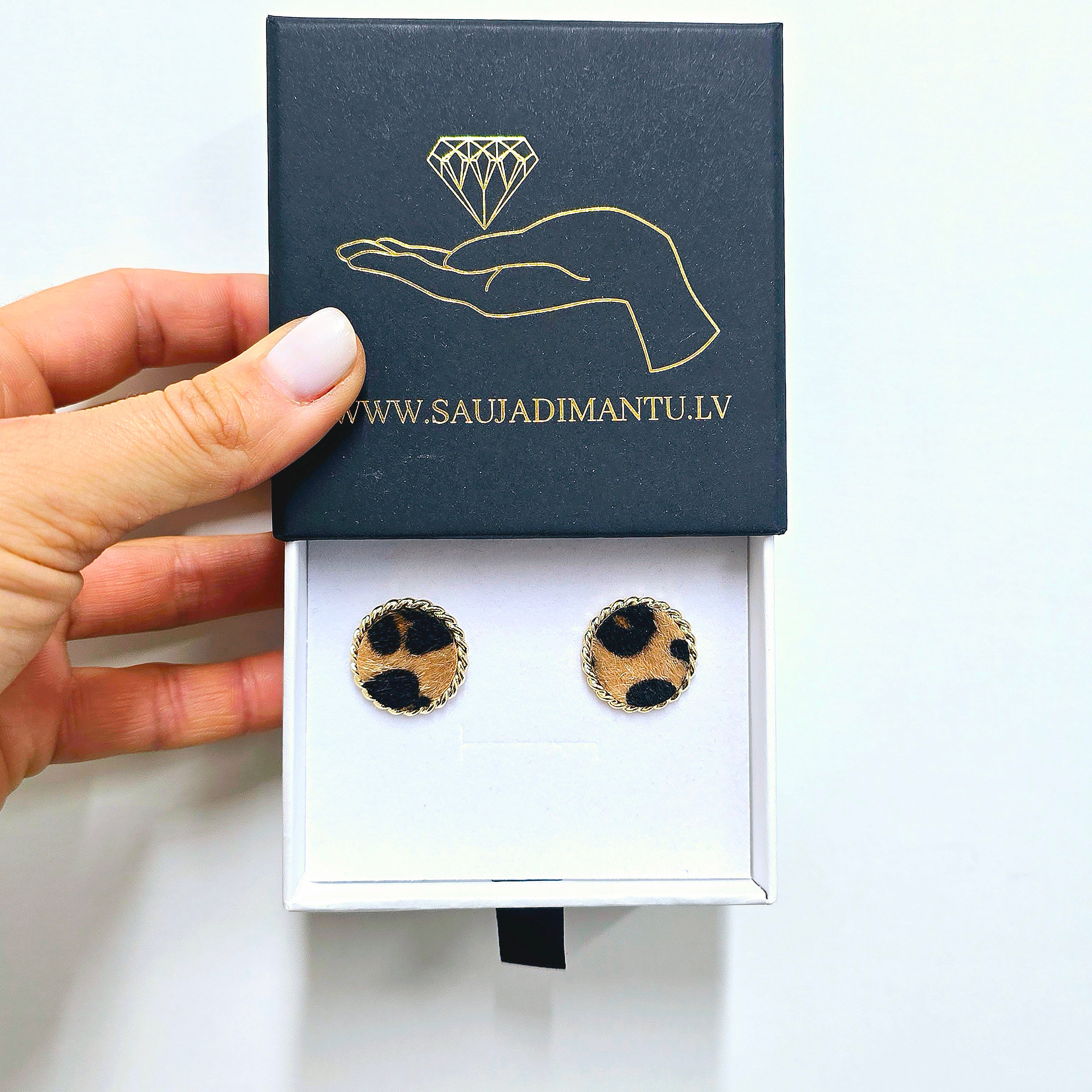 Auskari "Fluffy round Leopard"