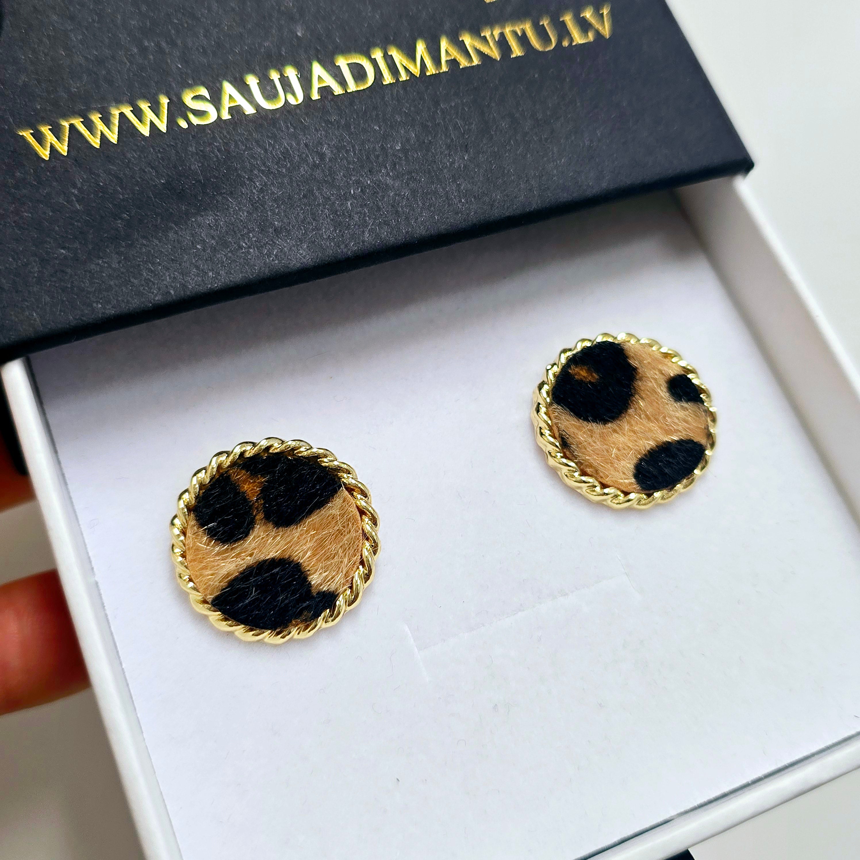 Auskari "Fluffy round Leopard"