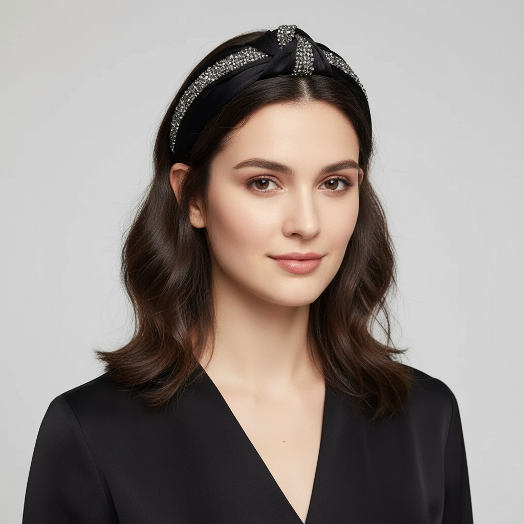 Matu stīpiņa "Kristālu mezgls" melna