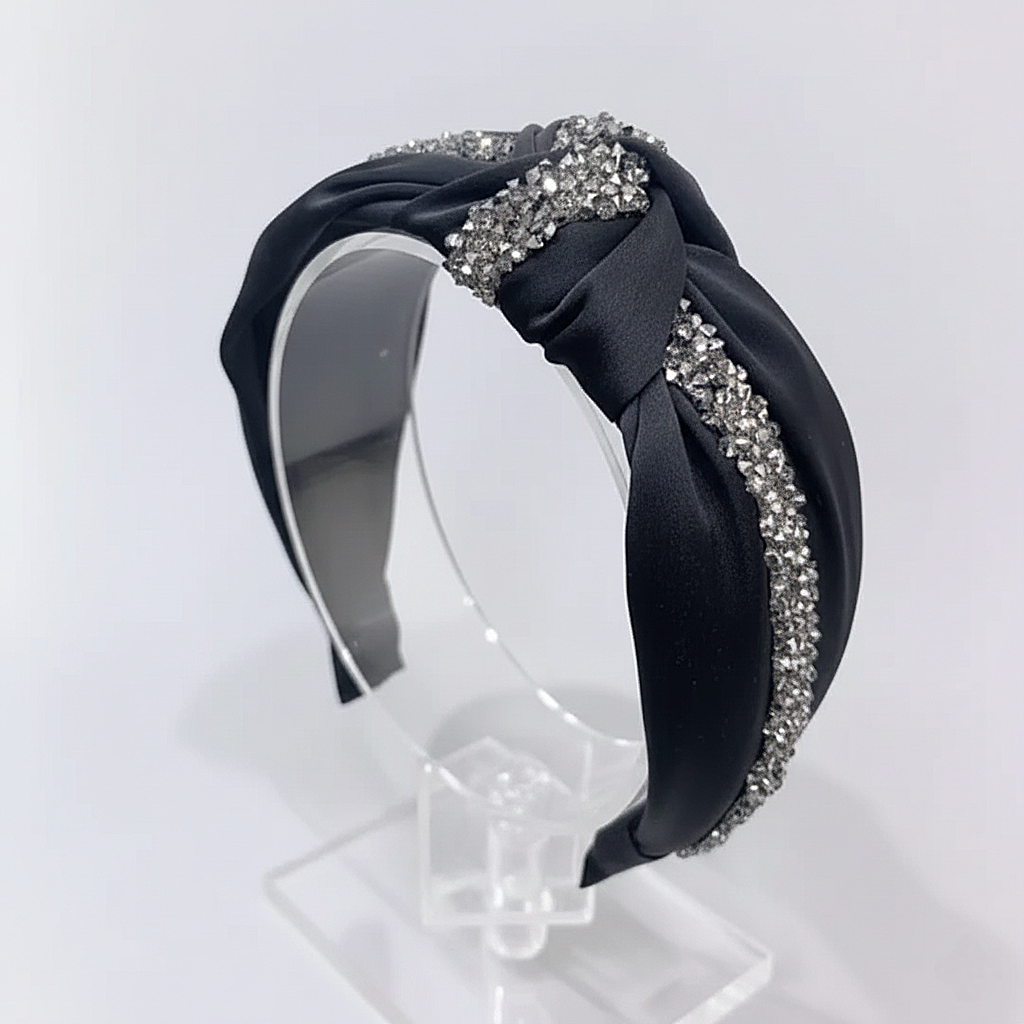 Matu stīpiņa "Kristālu mezgls" melna