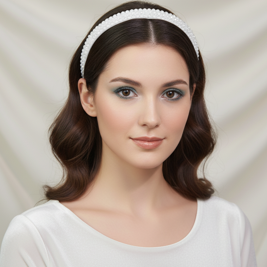 Matu stīpiņa "Elegantais kristāls" balta