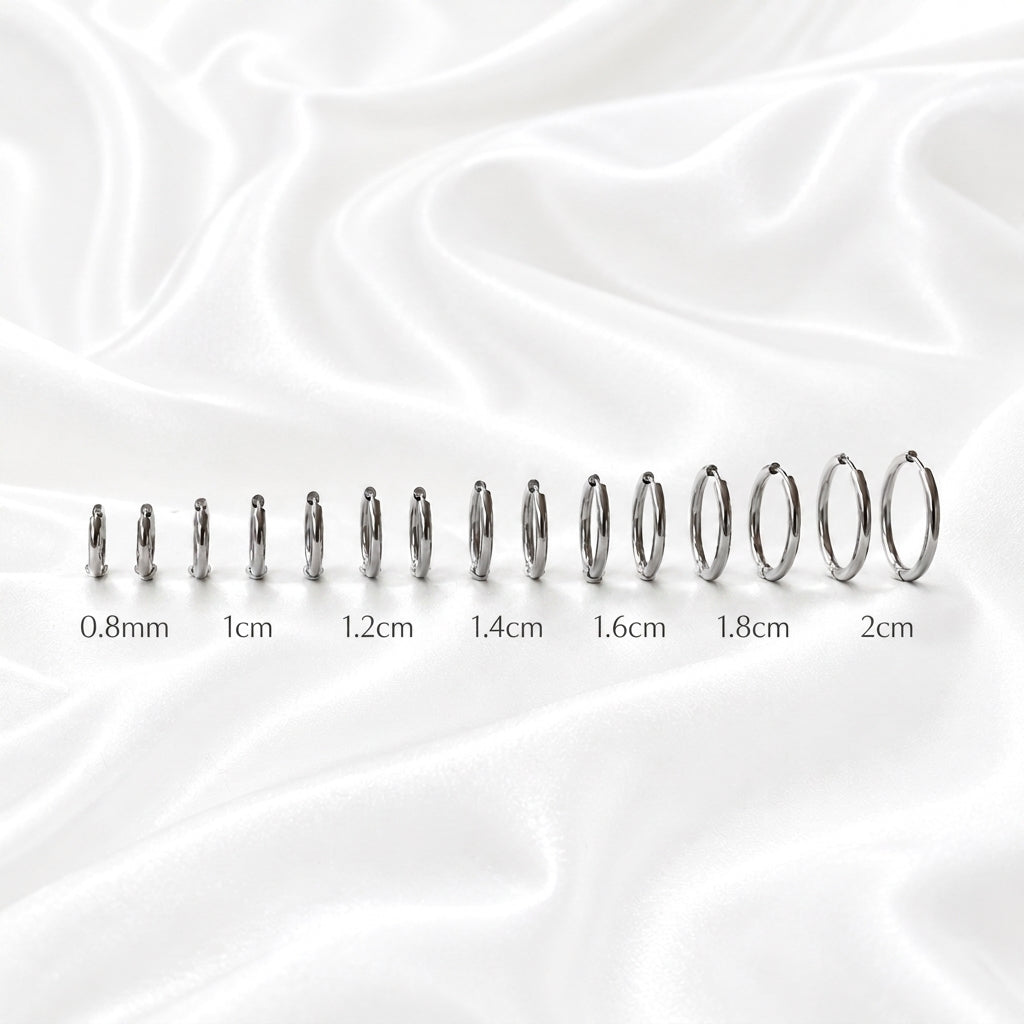 Auskari 7 size Smooth White Gold