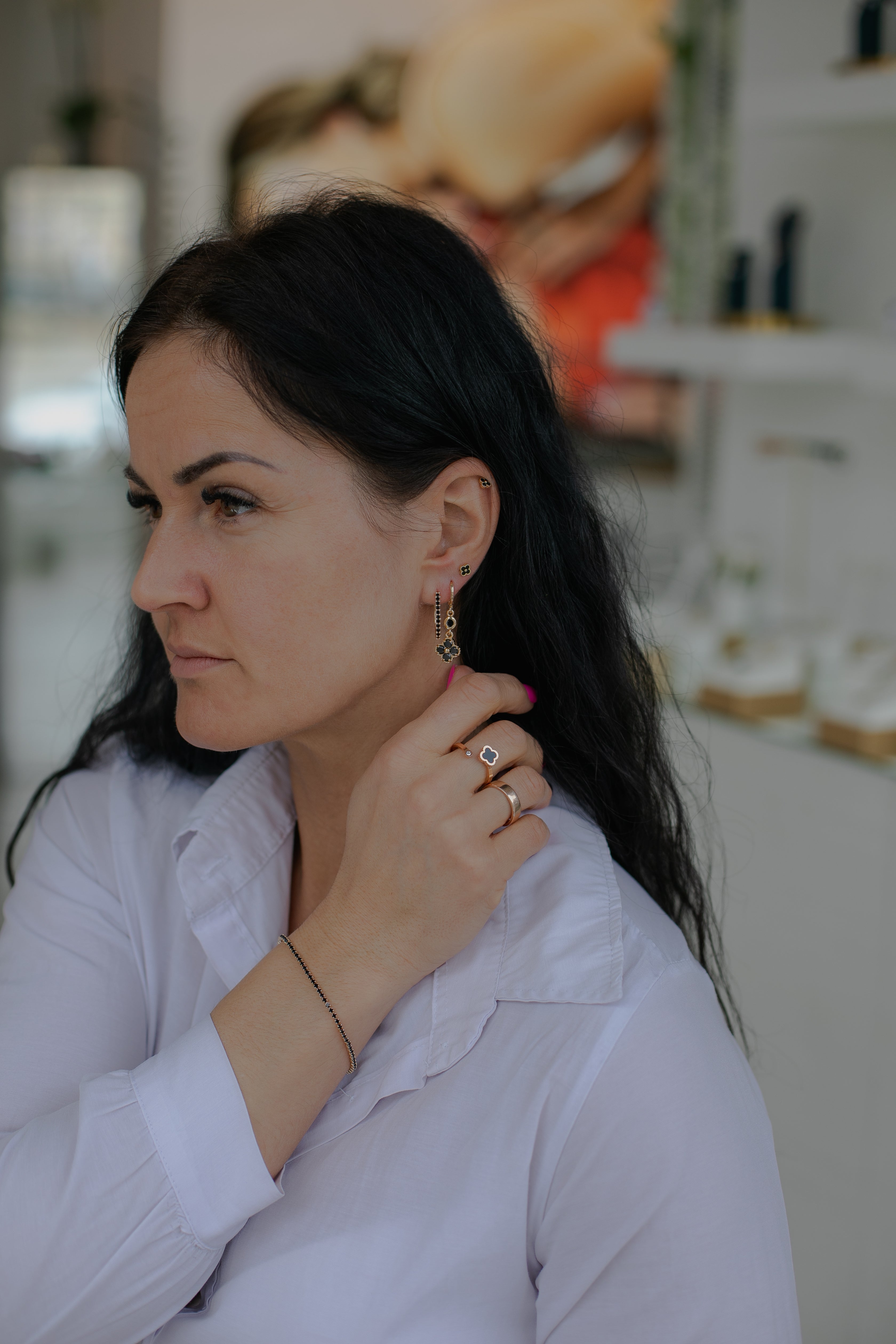 Auskari "Melnie zelta filigrānie"