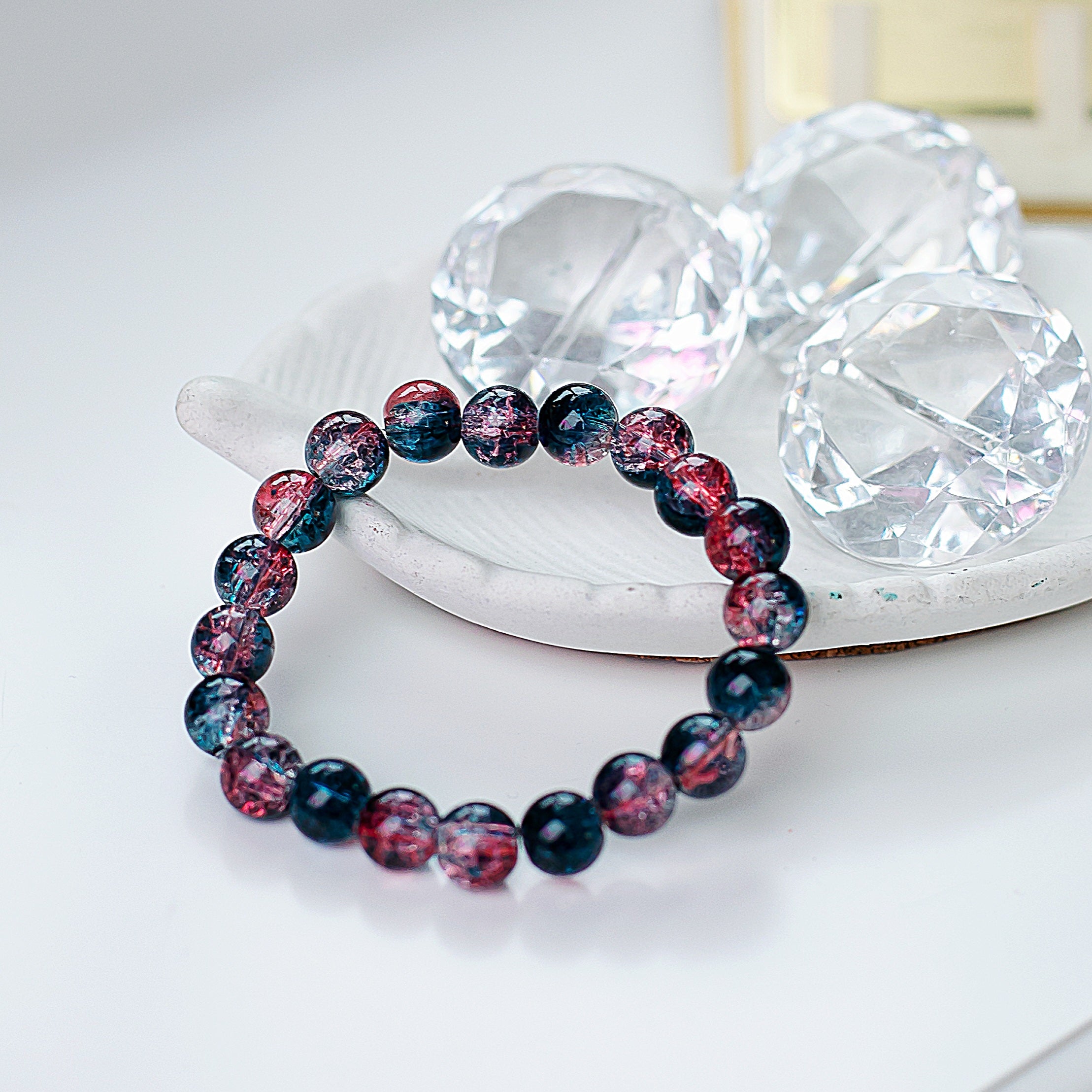 Rokassprādze "Stikla dziļums" zila rozā