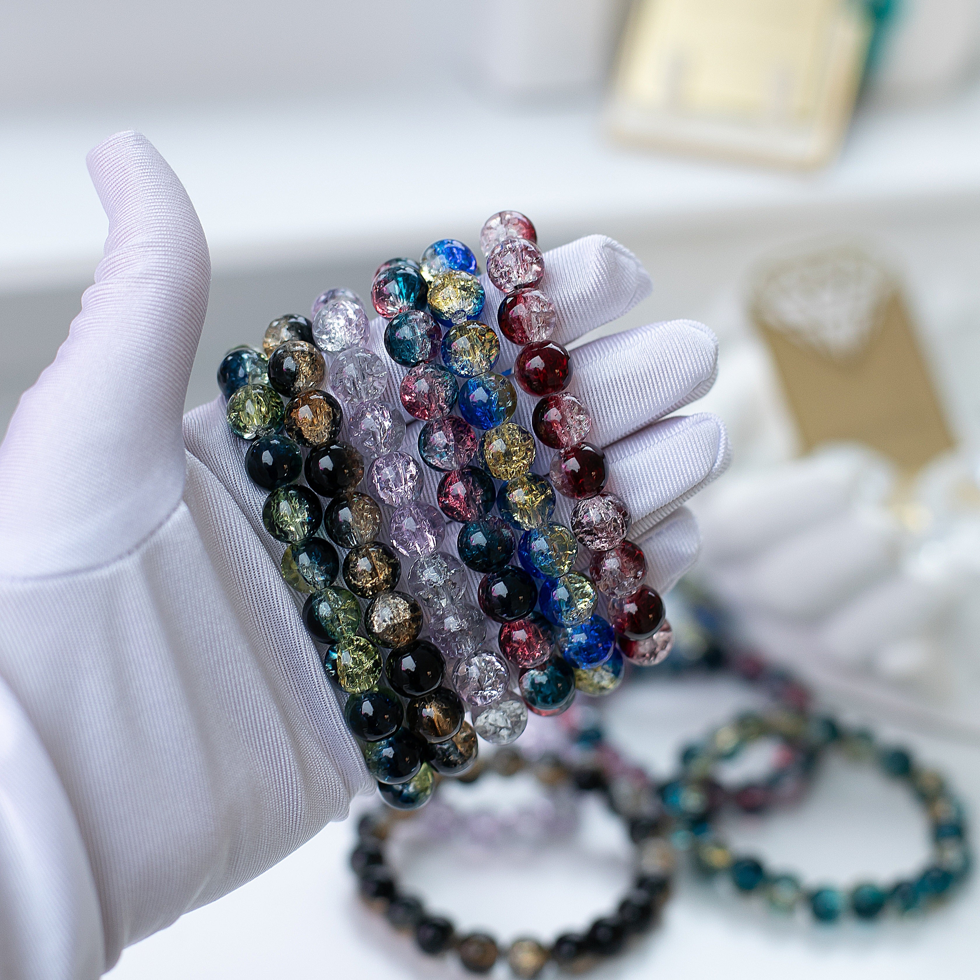 Rokassprādze "Stikla dziļums" zila rozā