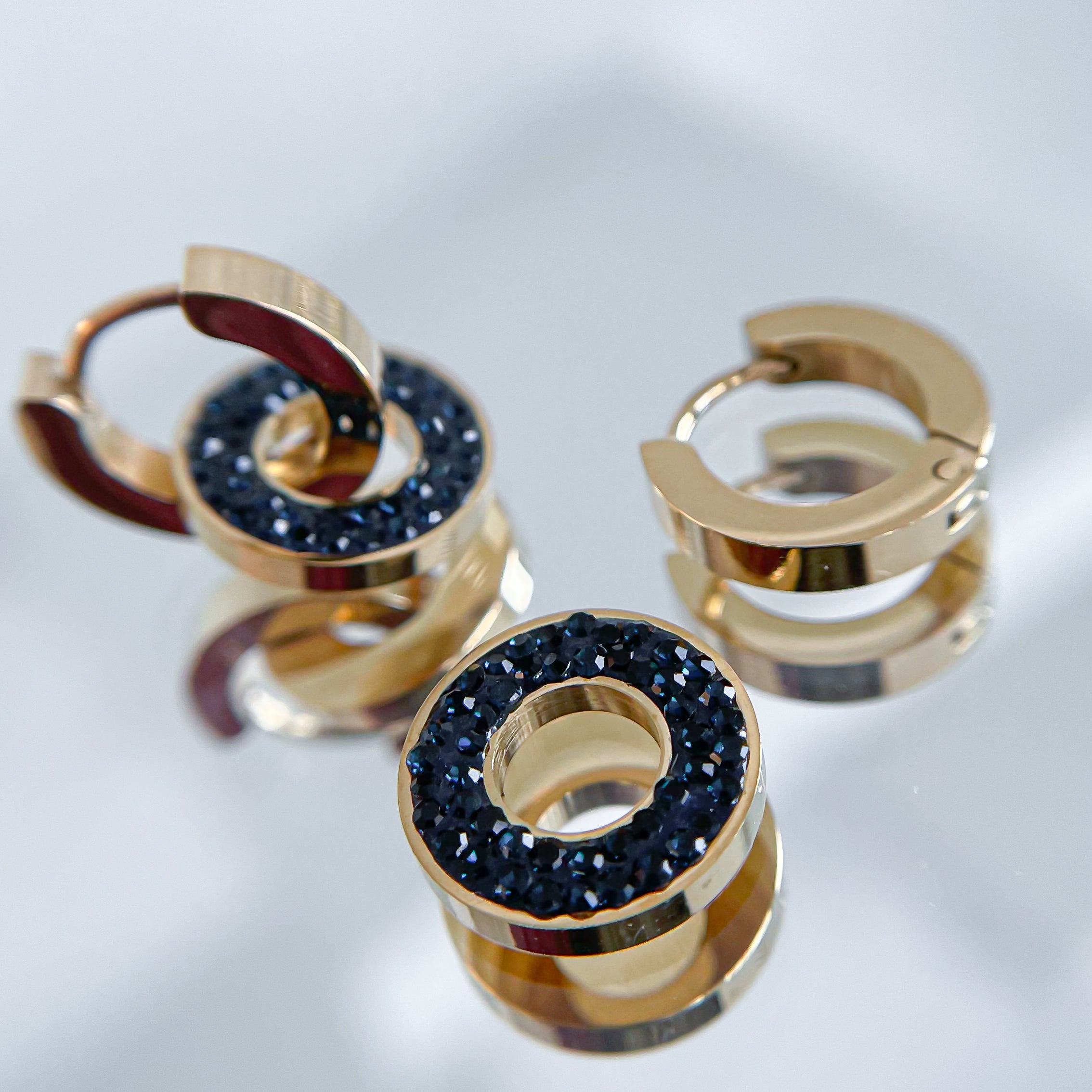Earrings Two in One Navy Mistique