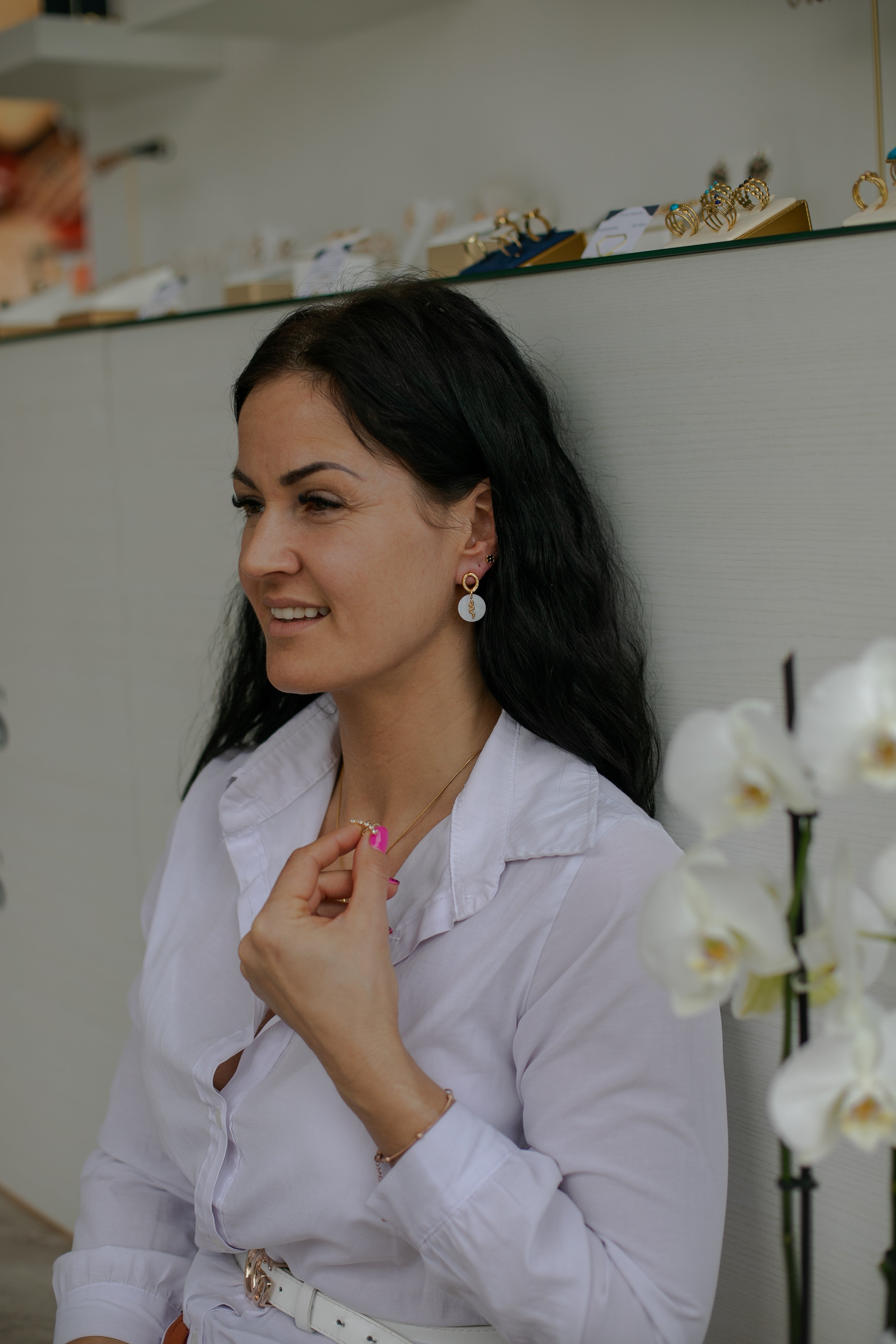 Auskari "Perlamutra čūska"