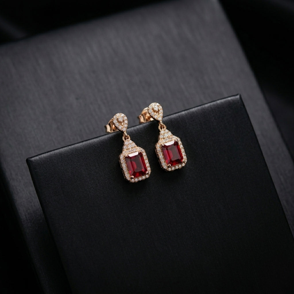 LUX auskari "Deep Red Ruby"