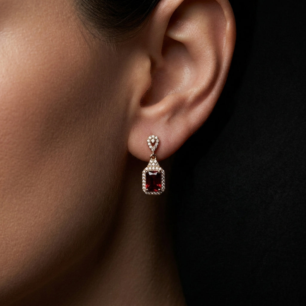 LUX auskari "Deep Red Ruby"