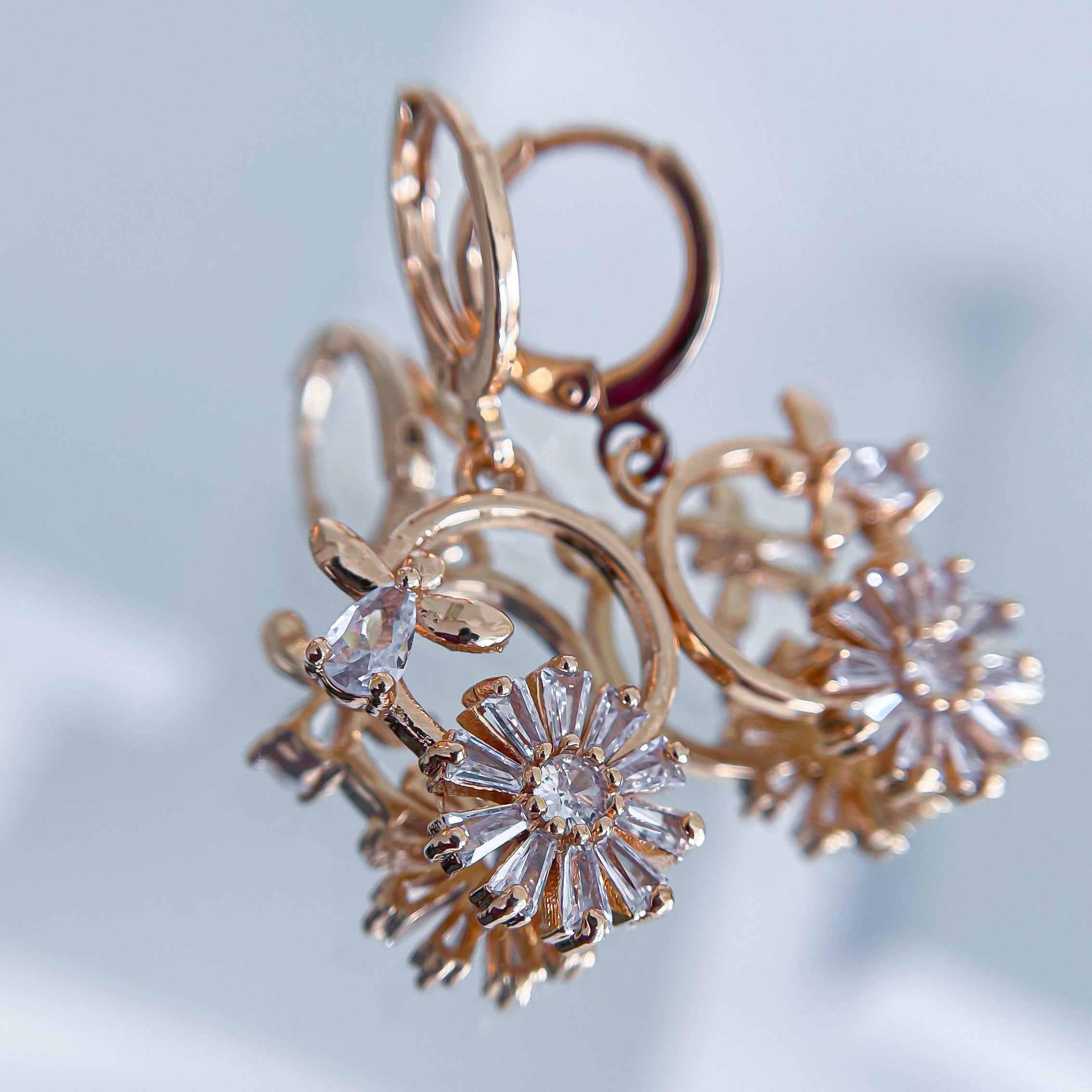 Auskari "Flower and bee clear" MEGA SALE
