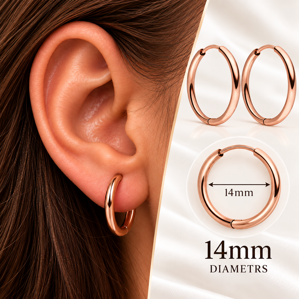Hoop earrings Rose - various sizes