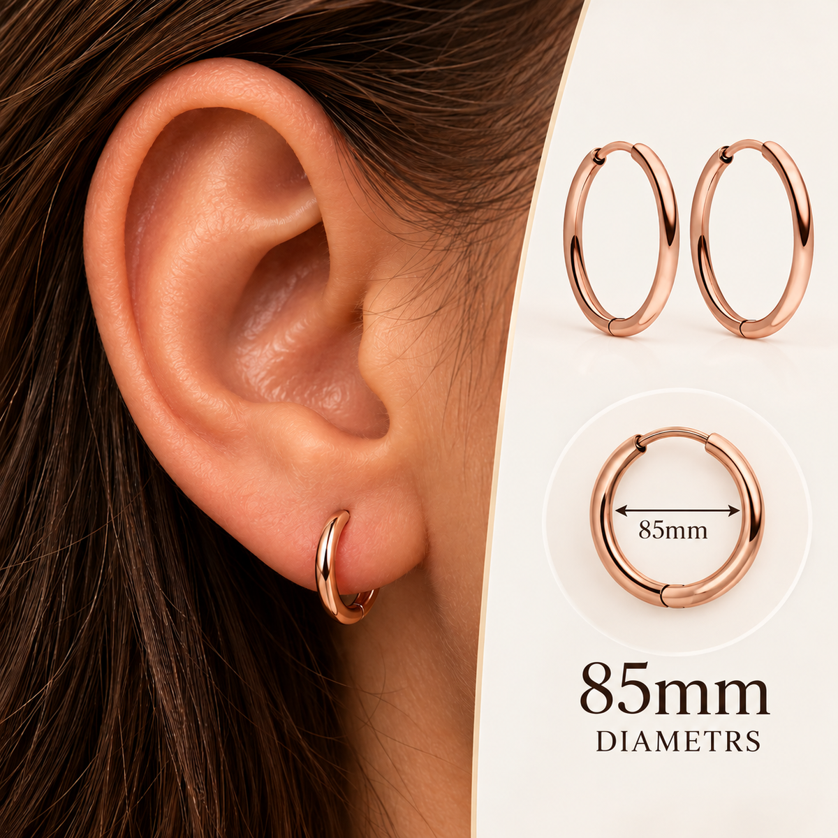 Hoop earrings Rose - various sizes