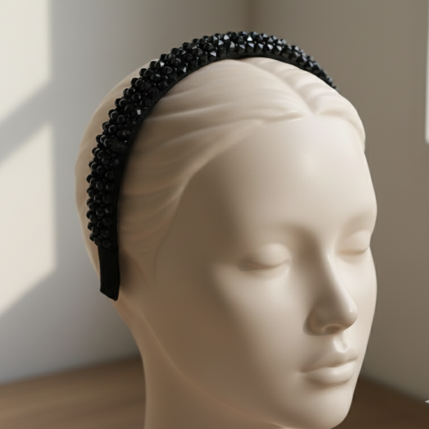 Matu stīpiņa "Elegantais kristāls" melna