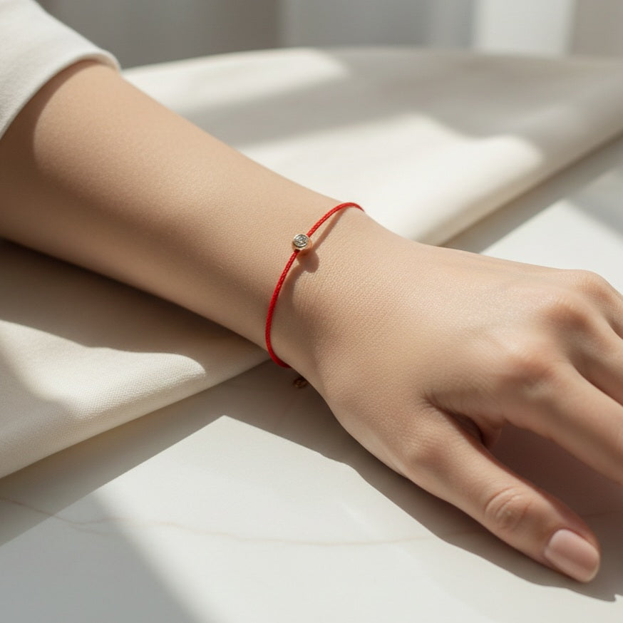 Rokassprādze "Sarkanais diegs un kristāls"