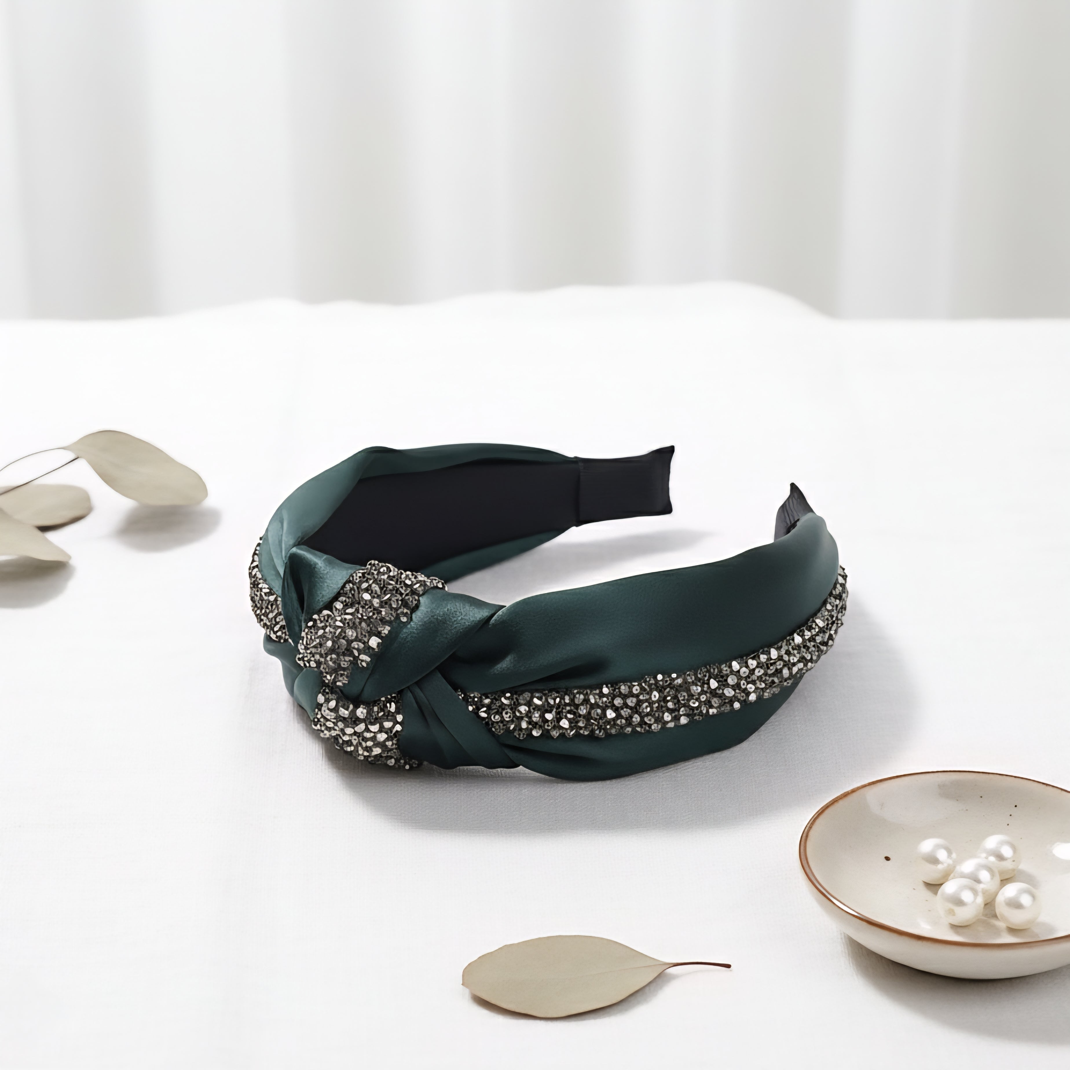 Matu stīpiņa "Kristālu mezgls" tumši zaļa