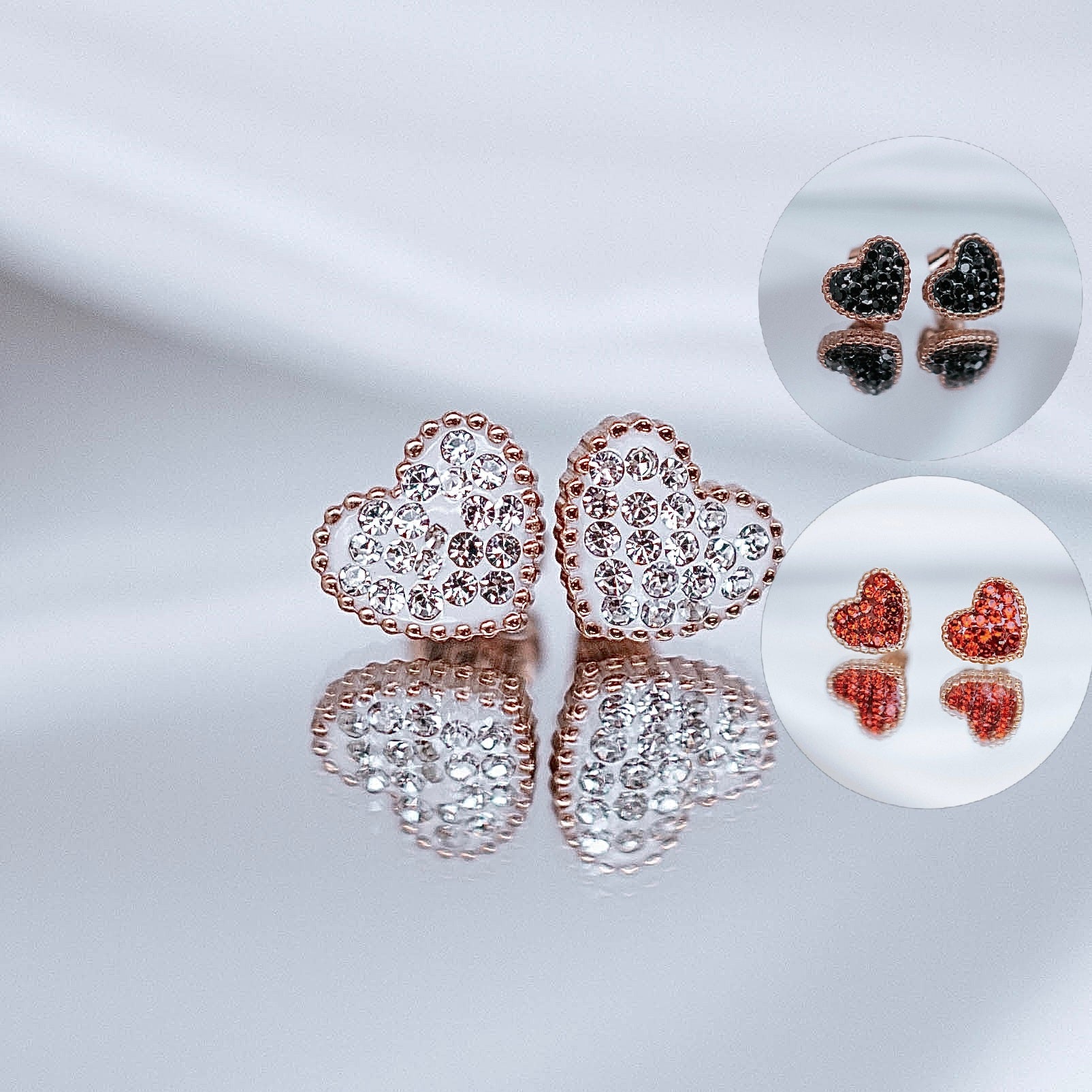 Auskari Kristālu sirdis balta