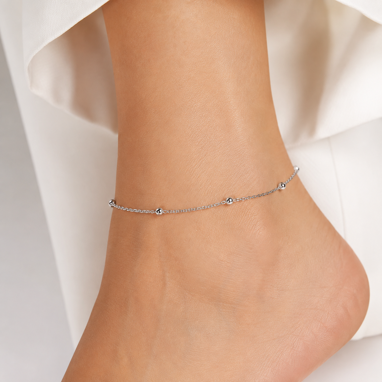 Kājas ķēdīte "Simple Silver Bead"