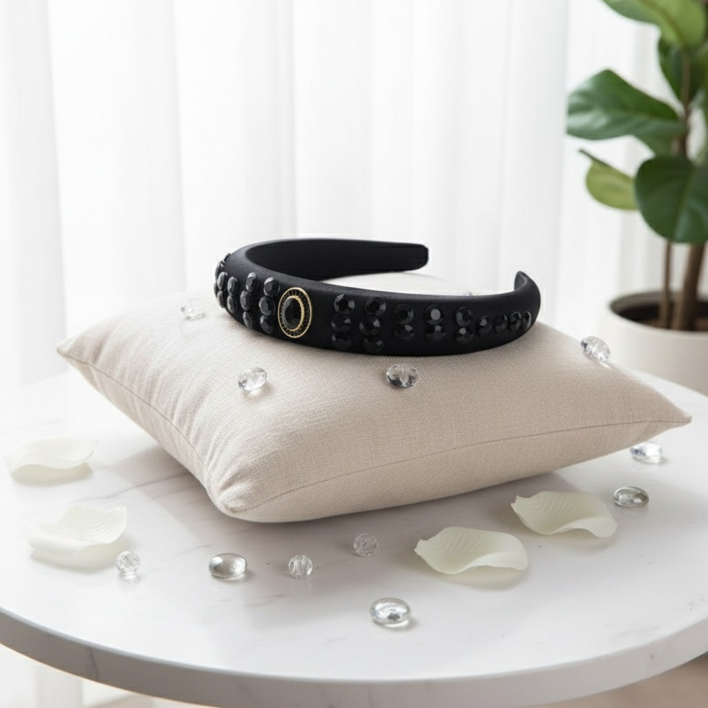 Matu stīpiņa &quot;Kristālu lietus&quot; melna