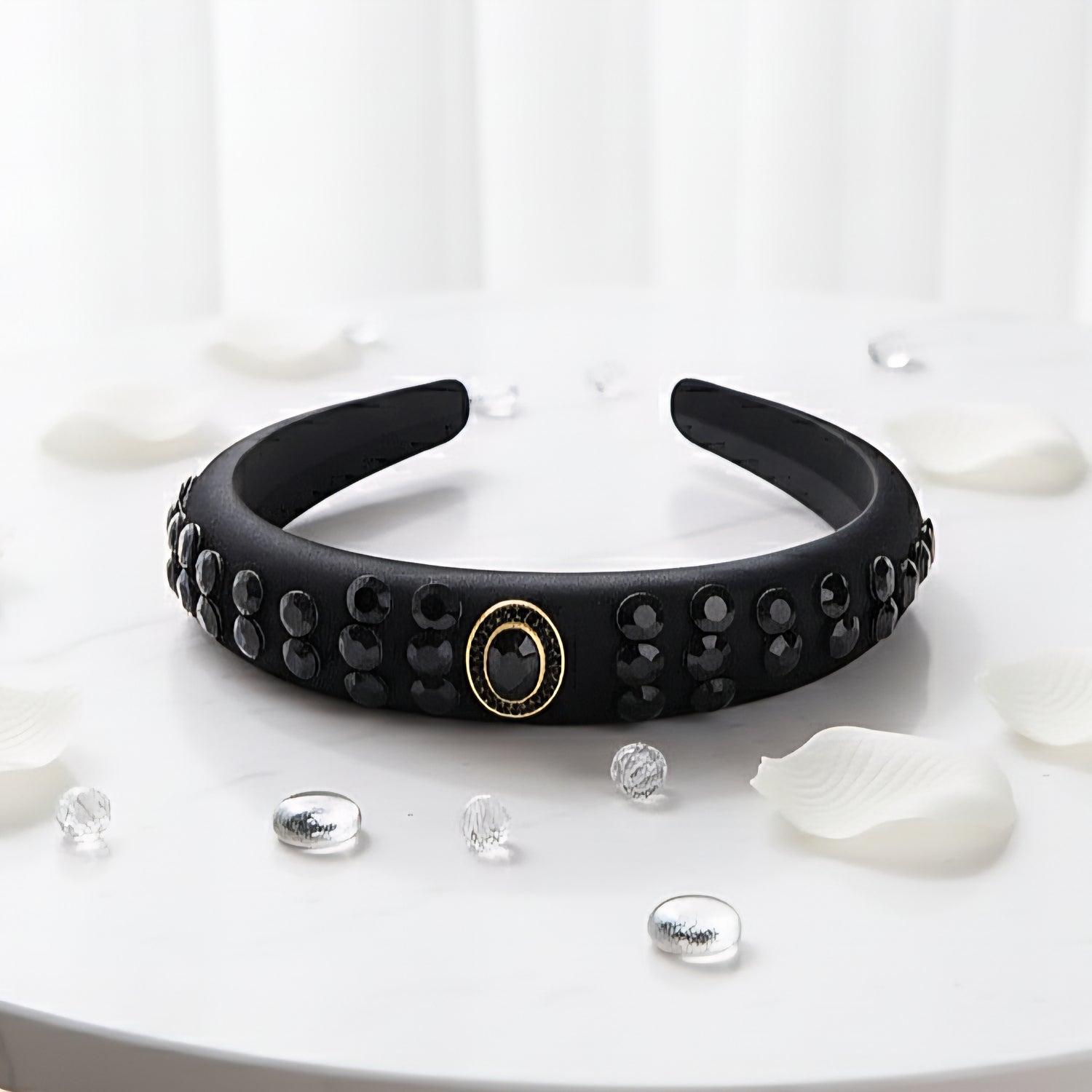 Matu stīpiņa &quot;Kristālu lietus&quot; melna