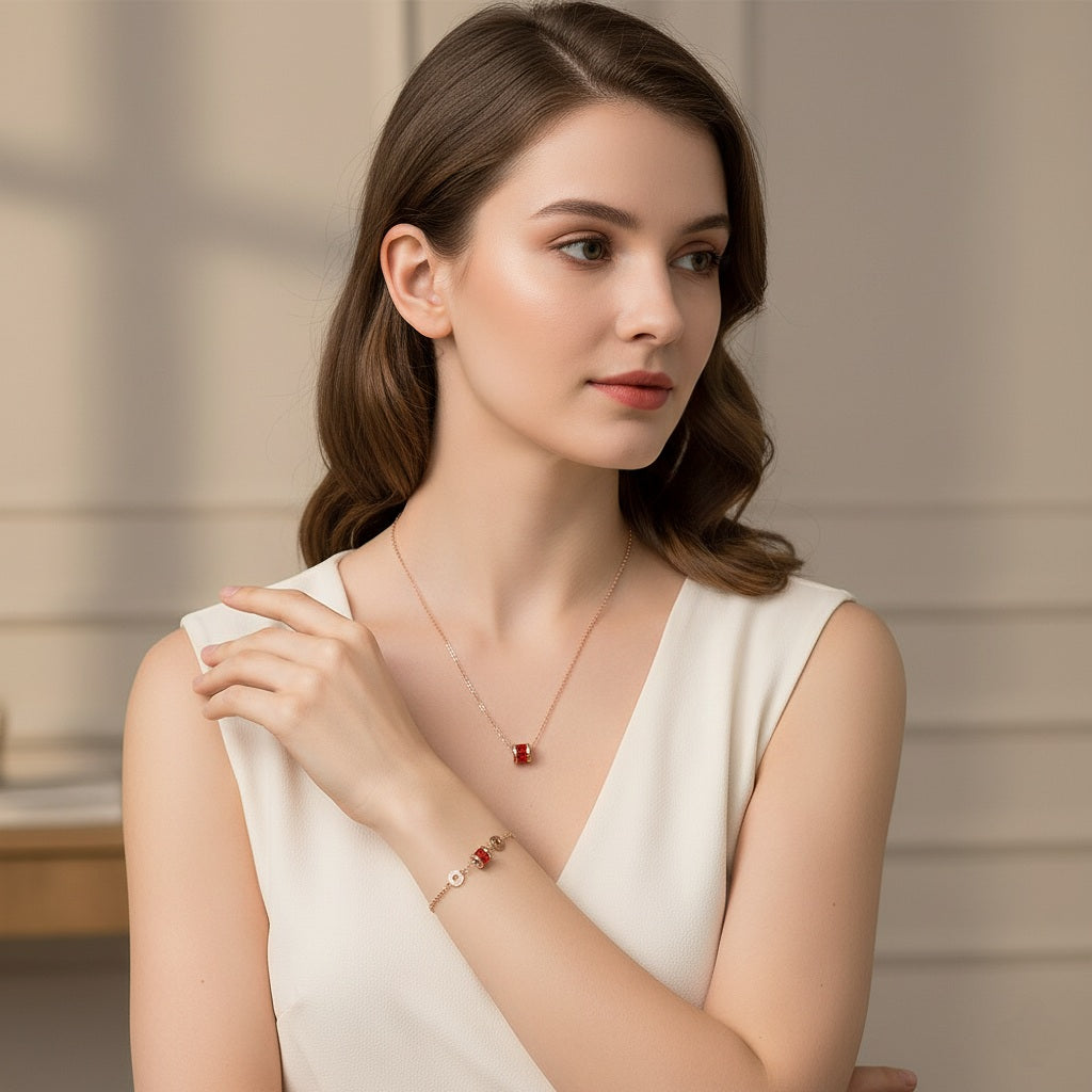 Kaklarota un rokassprādze &quot;Red swirl&quot;