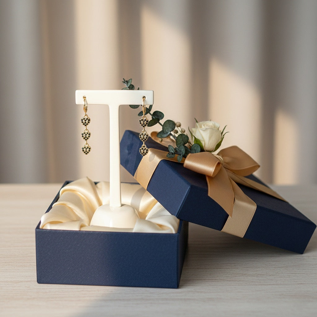 Auskari "Trīs melnas sirdis"