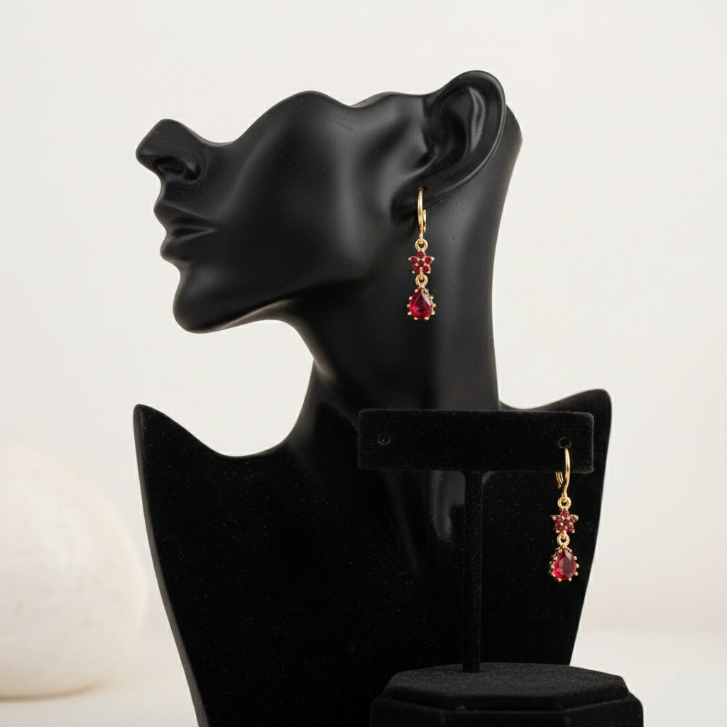 Auskari "Tumši sarkanais zieds"