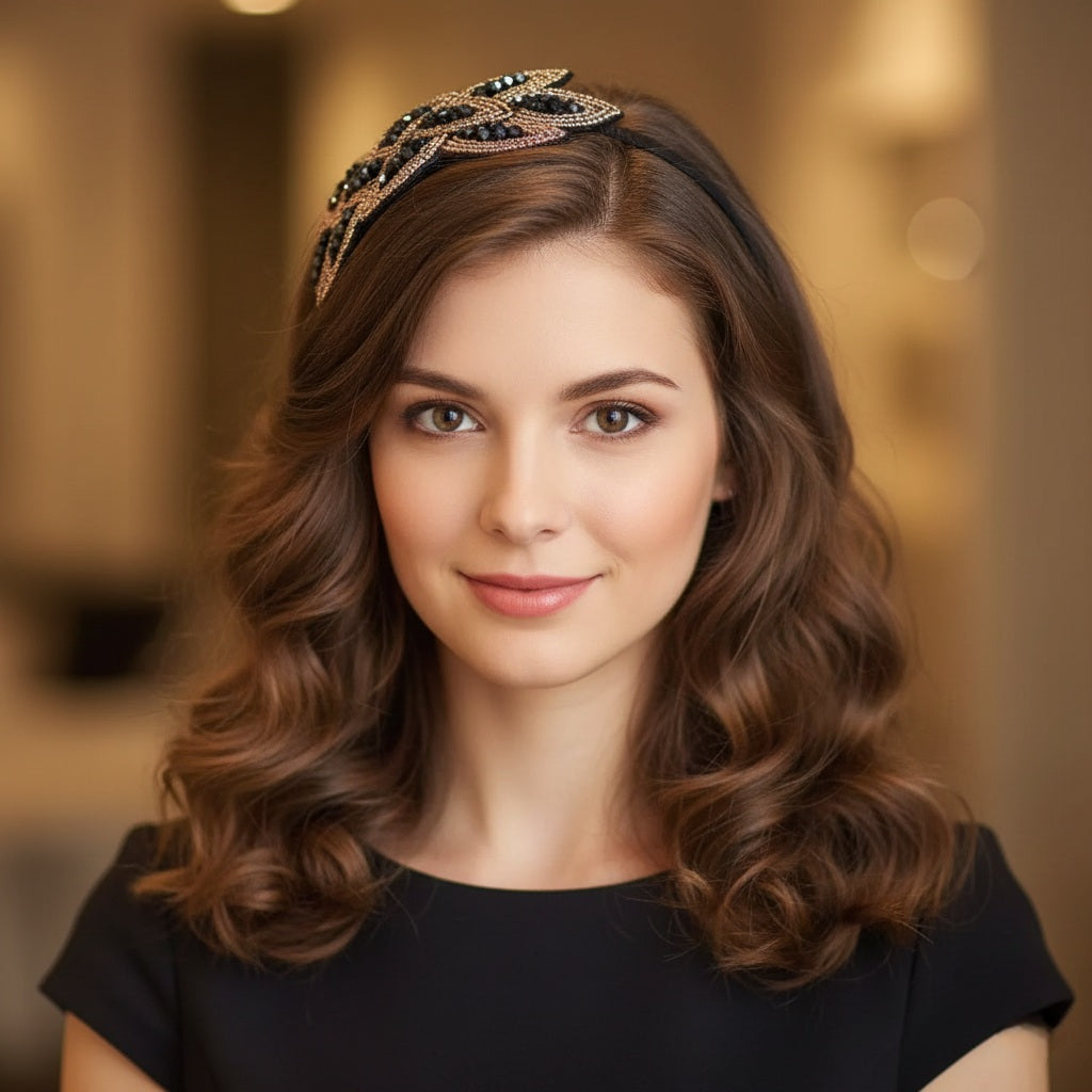 Matu stīpiņa "Pērļu zieds" zeltīti pelēka