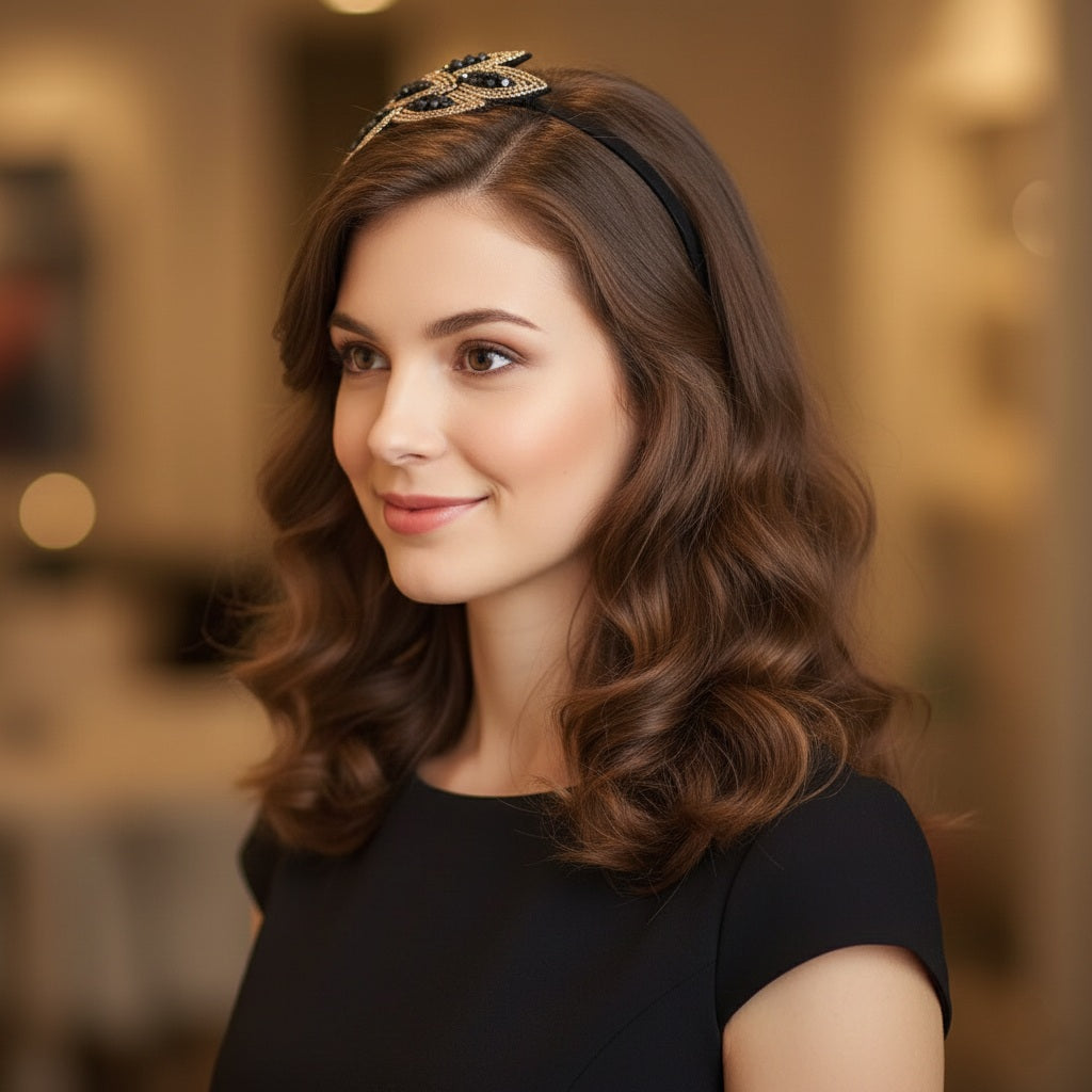 Matu stīpiņa "Pērļu zieds" zeltīti pelēka