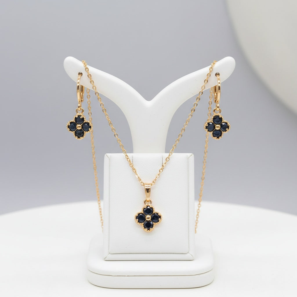 Rotu komplekts "Black crystal clover četrlapiņa"