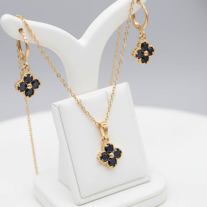 Rotu komplekts "Black crystal clover četrlapiņa"