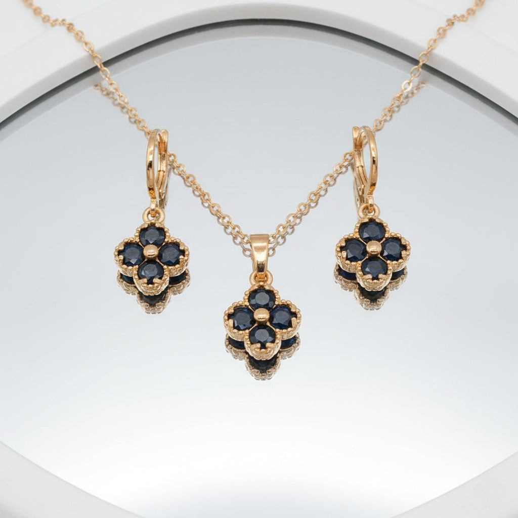 Rotu komplekts "Black crystal clover četrlapiņa"