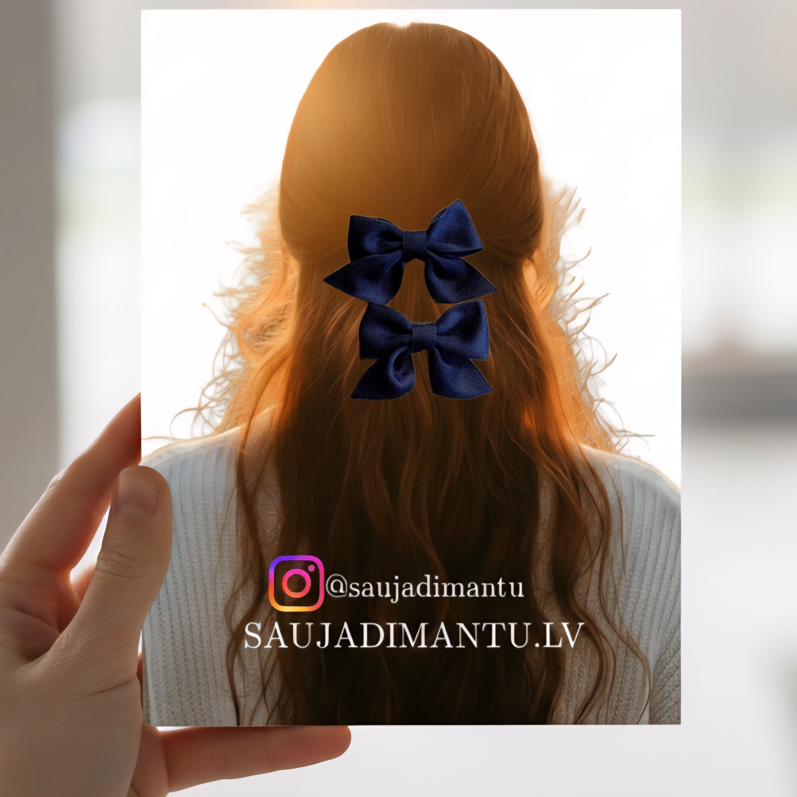 Matu sprādzes "Tumši zilas satīna" 2 gab