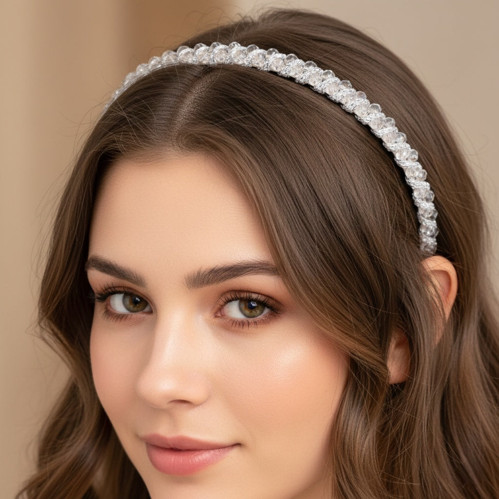 Matu stīpiņa "Mazie elegantie kristāls" balta