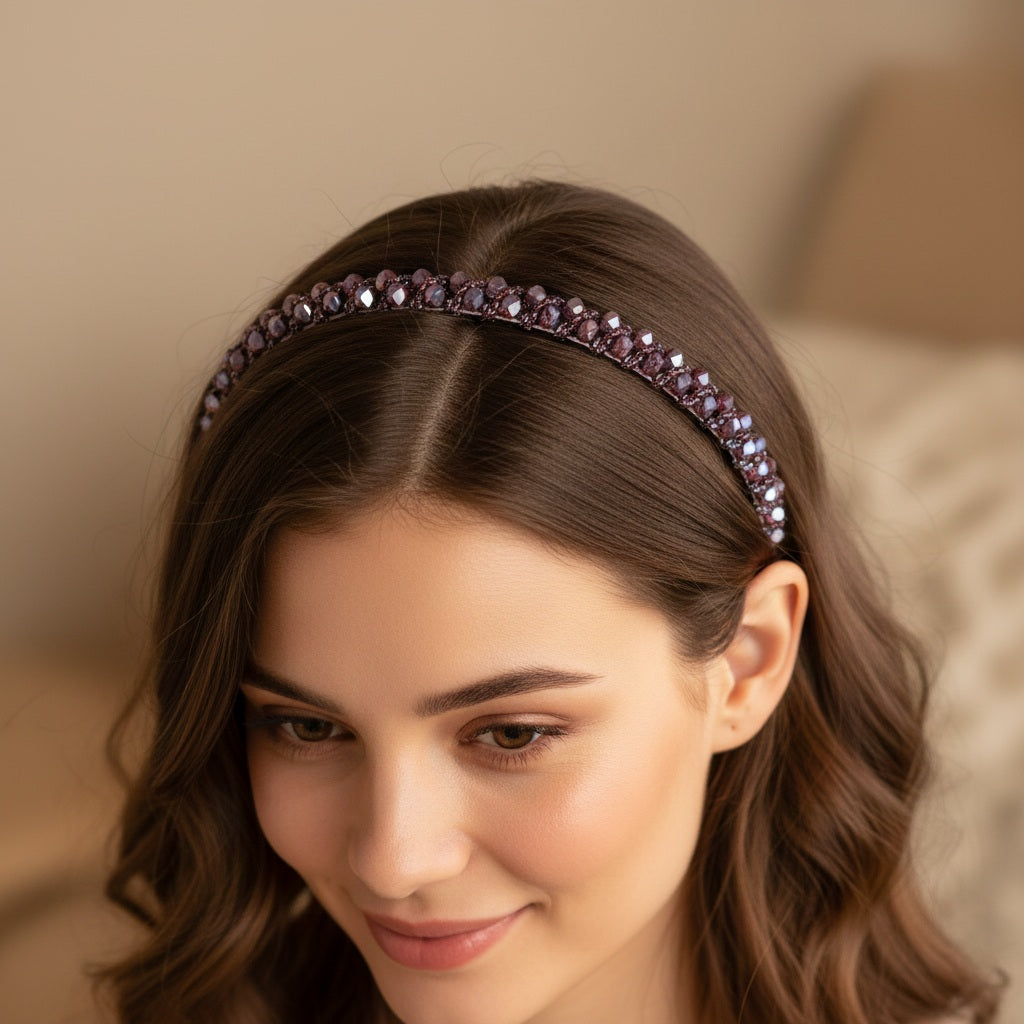 Matu stīpiņa "Mazie elegantie kristāls" violeta