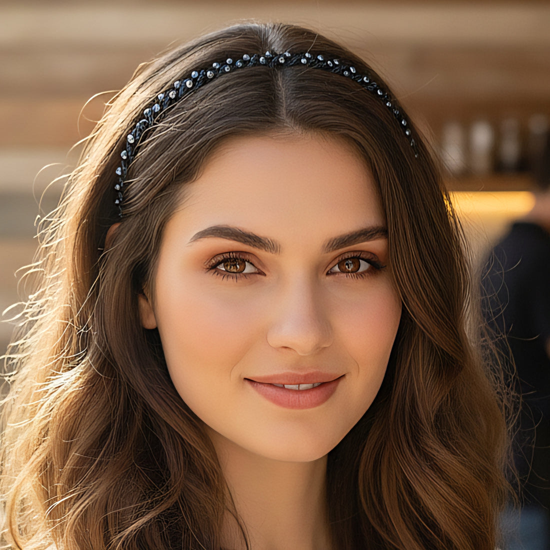 Matu stīpiņa "Mazie elegantie kristāli" melna vai zila