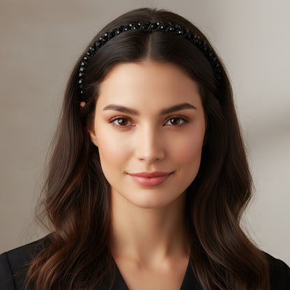 Matu stīpiņa "Mazie elegantie kristāli" melna vai zila