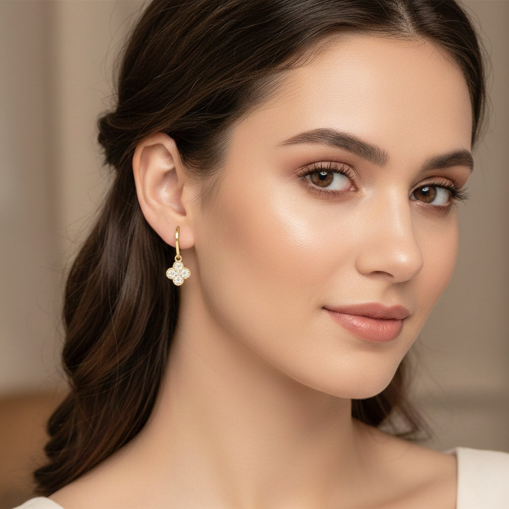 Auskari "Mazā kristāla četrlapiņa clover"