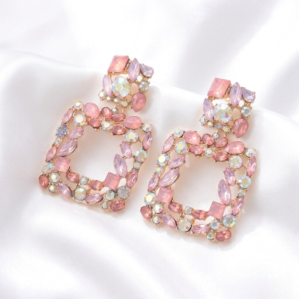 Auskari "Moderni" rozā