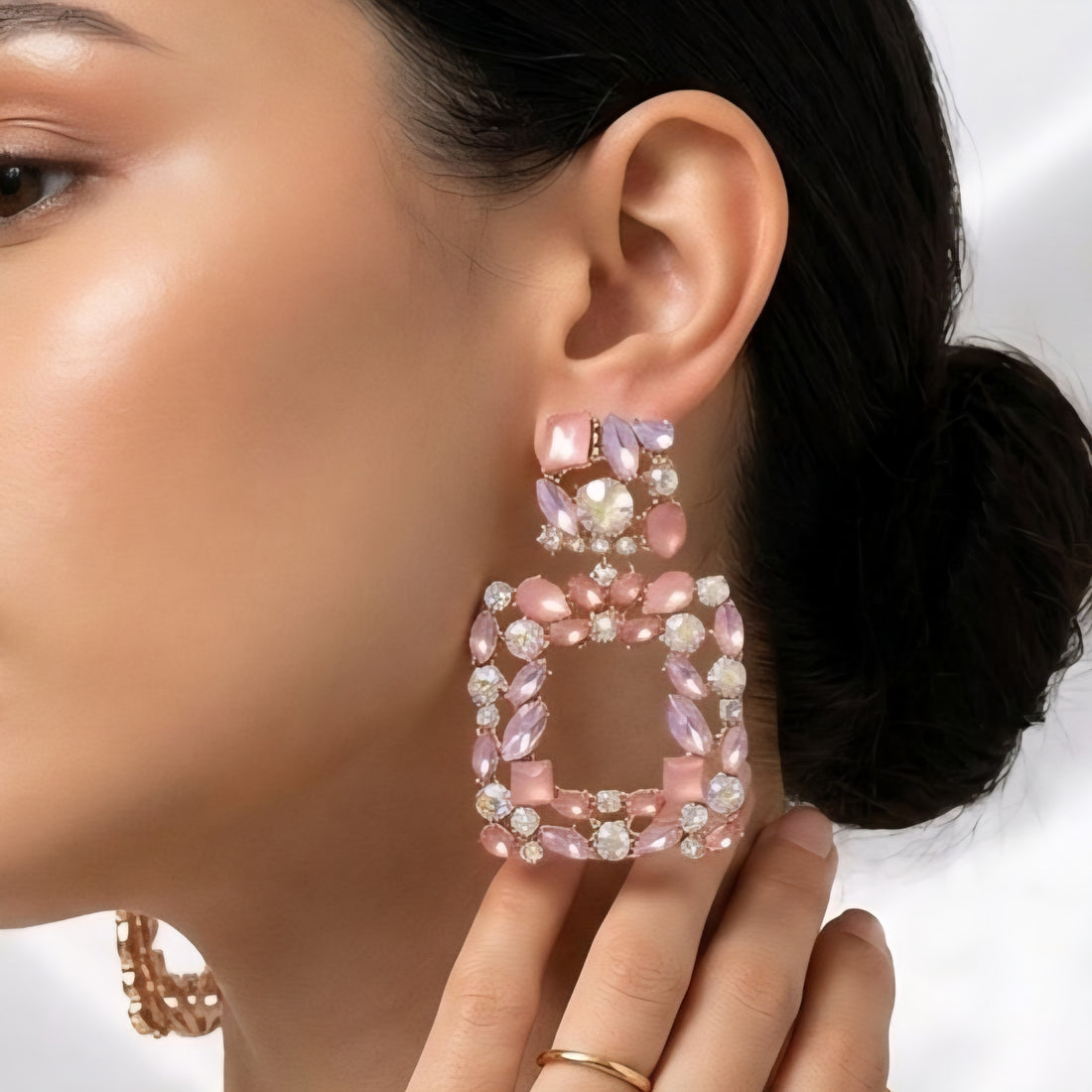 Auskari "Moderni" rozā