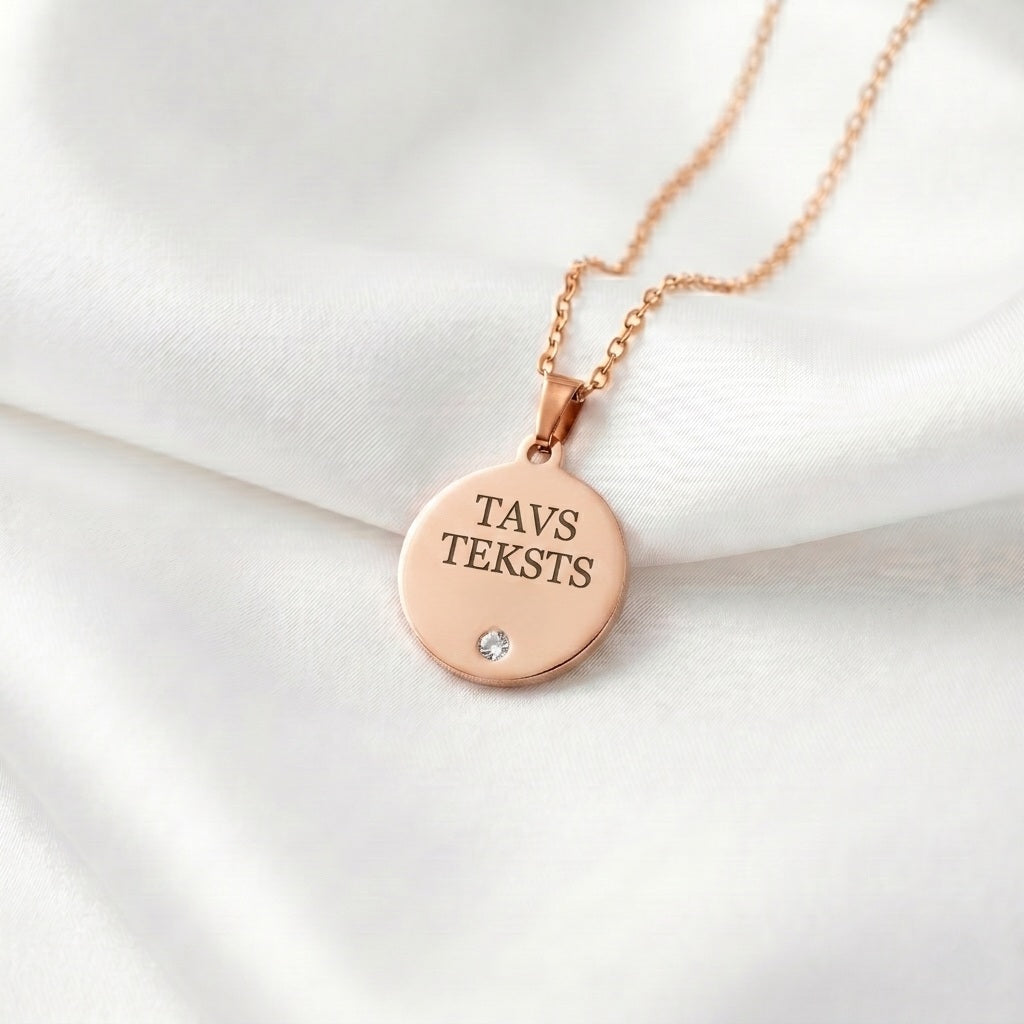 Kaklarota apaļa ar kristālu | personalizē pēc vēlmes