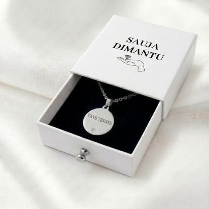 Kaklarota apaļa ar kristālu | personalizē pēc vēlmes