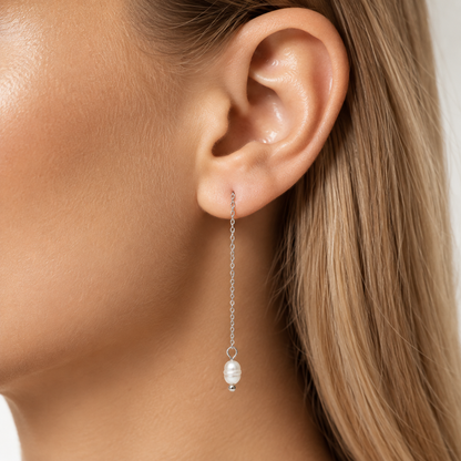 Auskari Elegant Chain and Pearl