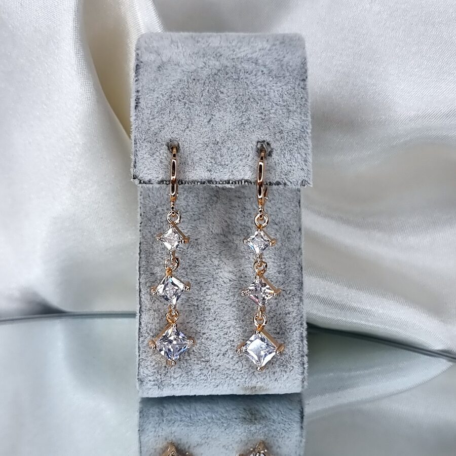 Earrings &quot;Three square crystals&quot;