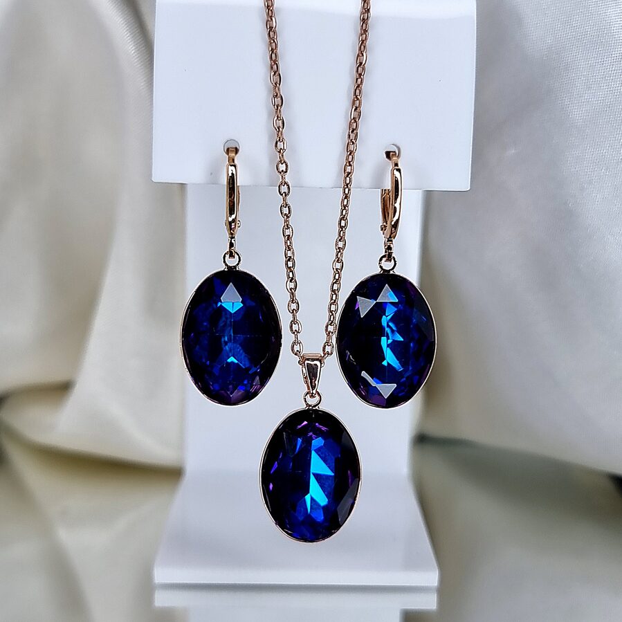 Jewelry set &quot;Dark blue oval&quot;